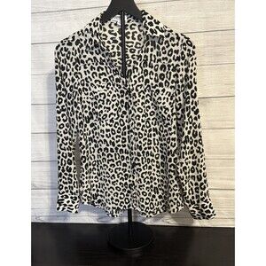 Express Portofino Shirt Women’s S-P Black White Ivory Roll-Tab Blouse VGC/EC